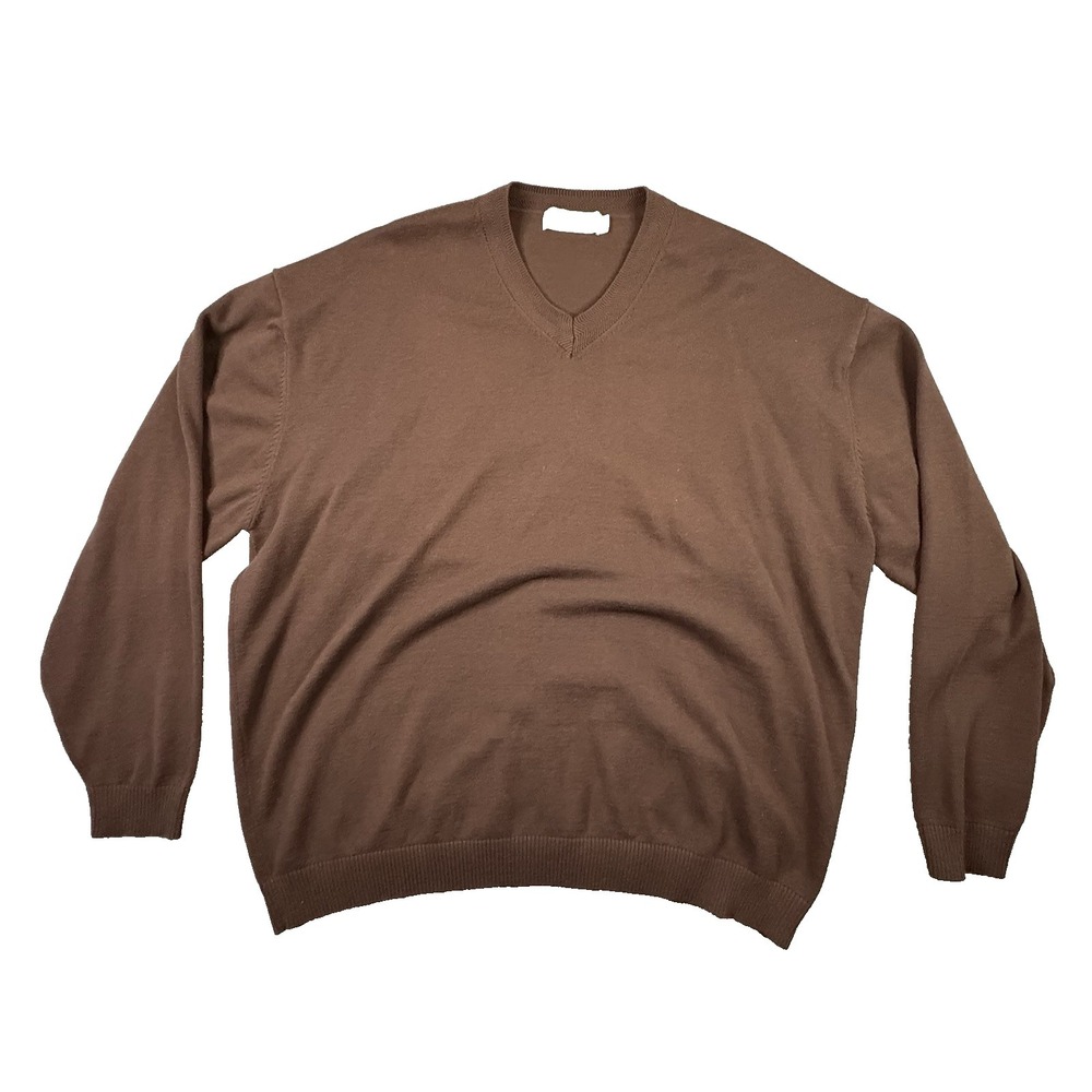 Lavane New York‎ Men's 2XL Brown V-Neck Pullover Sweater SEE DESCRIPTION